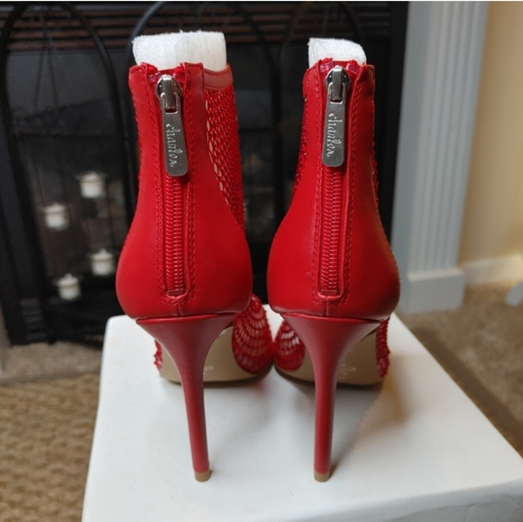 CHARLES DAVID AFTERHOURS RED RHINESTONE MESH BOOTIE, FIERY RHINESTONE RED 7.5 - Picture 13 of 16